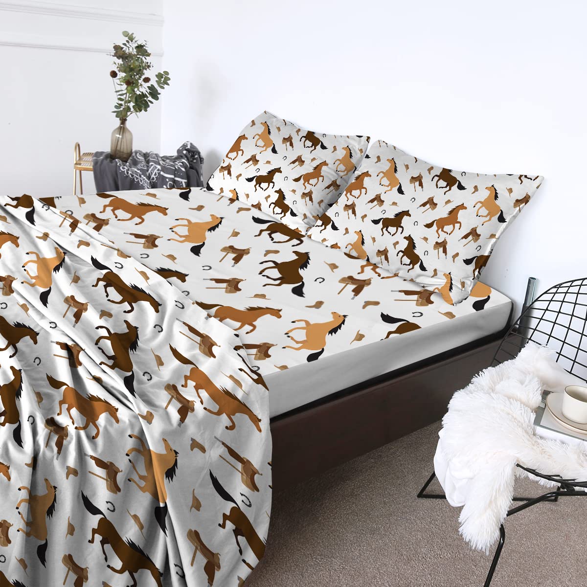 amazon-com-blessliving-horse-sheets-twin-size-4-piece-saddle-boots-pattern-bed-sheet-set-brown-white-deep-pockets-soft-bedding-sets-1-flat-sheet-1-fitted-sheet-2-pillow-shams-home-kitchen