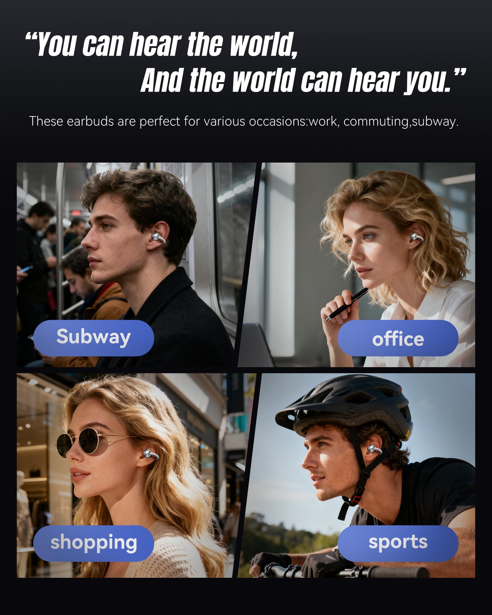 King Lucky Next-gen - Auriculares inalámbricos Bluetooth 6.0 con micrófono, 50H Play, ENC, IPX5 impermeable, auriculares deportivos, cómodos para orejas pequeñas y fitness, correr (plata