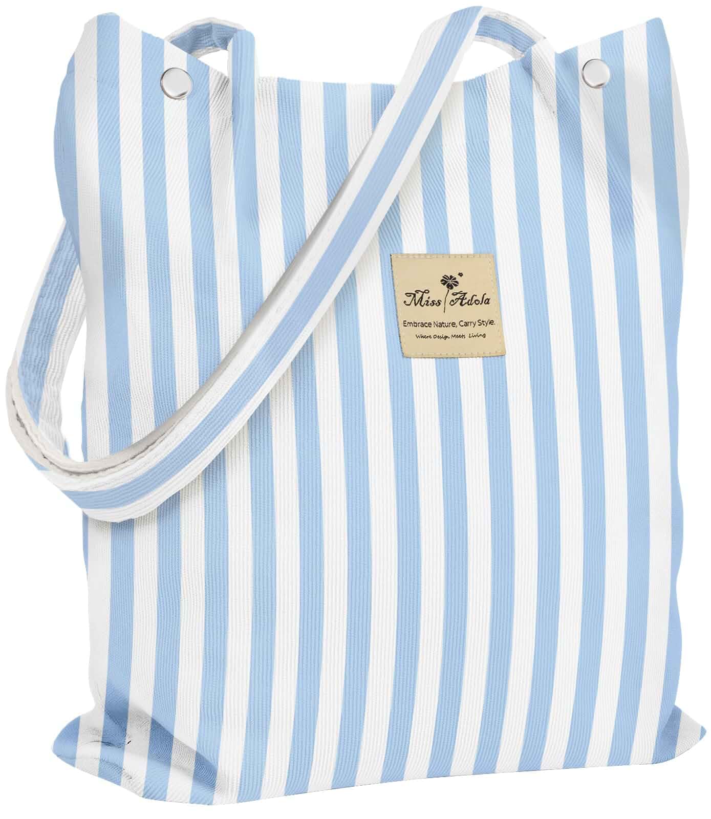 Miss Adola Corduroy Tote Bag for Women with Aesthetic Design Magnetic Buckle & Pocket, Reusable, Soft, Roomy, Long Shoulder Handles, Double-sided Print, Casual Daily Work, Grocery Bags