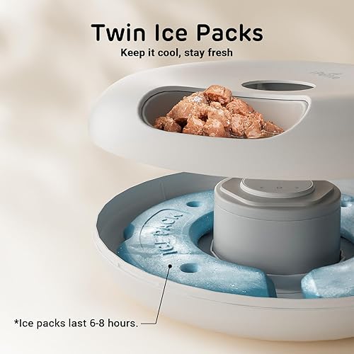 Miniatura 4 de iPettie Donut Frost - Dispensador automático WiFi de 6 comidas para gatos con control de aplicación, comedero automático para gatos secos y húmedos,