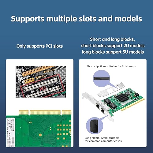 Miniatura 8 de para Intel 82576 Chip E1G42ET 1.25G Gigabit PCI Express 2.0 X1 Ethernet Converged Network Adapter (NIC), puertos de cobre RJ45 duales
