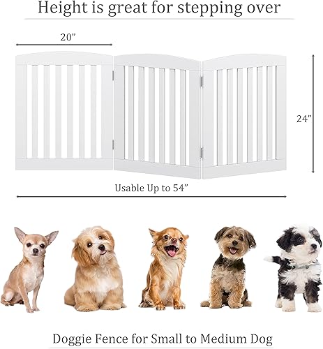 Miniatura 6 de PAWLAND - Puerta plegable extra ancha de madera para mascotas y perros, cerca de 4 paneles de 24 pulgadas, para la casa, sendero, puerta, escaleras