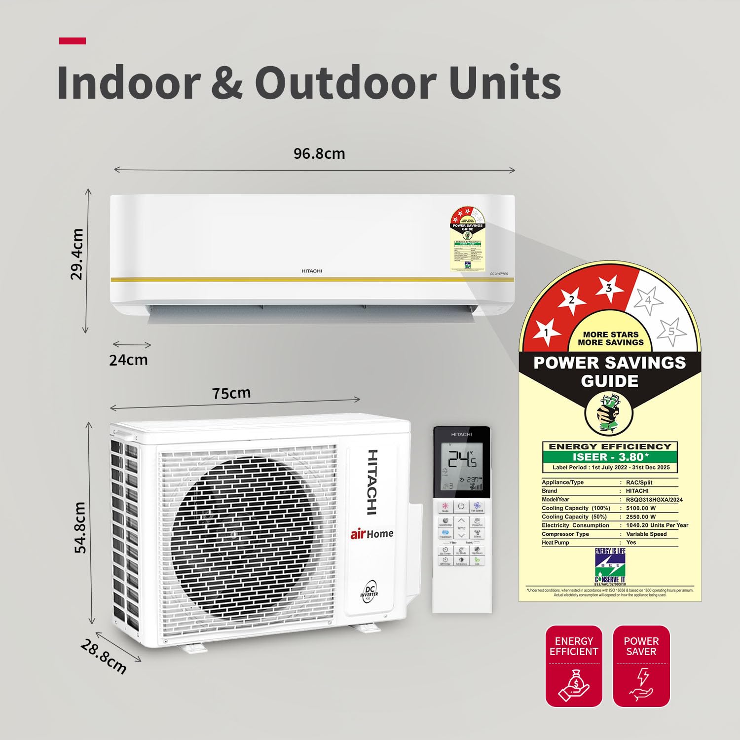 Hitachi 1.5 Ton 3 Star, Hot &Amp; Cold Inverter Split Ac With Expandable Technology (100% Copper, Dust Filter, 3100Hp Rsqg318Hgxa, White) 1 Hitachi 1.5 Ton 3 Star, Hot &Amp; Cold Inverter Split Ac With Expandable Technology (100% Copper, Dust Filter, 3100Hp Rsqg318Hgxa, White)