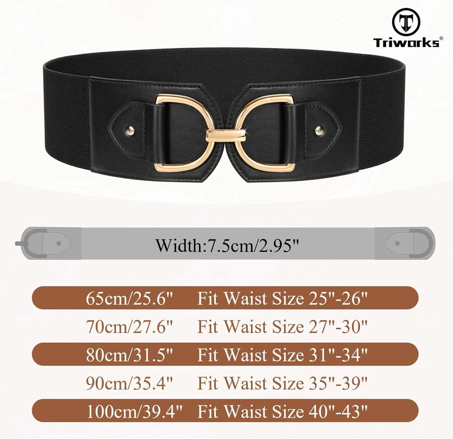 TRIWORKS Women Wide Elastic Waist Belt Fashion Stretchy Belt for Dresses - Image 3