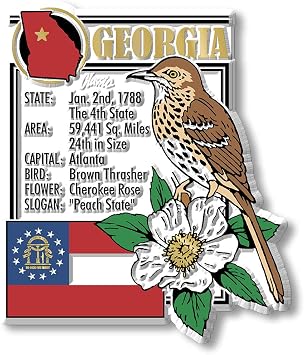 Georgia Six-Piece State Magnet Set by Classic Magnets, Includes 6 Unique Designs, Collectible 3D Rubber Vintage-Style Souvenirs and Gifts Made in the USA