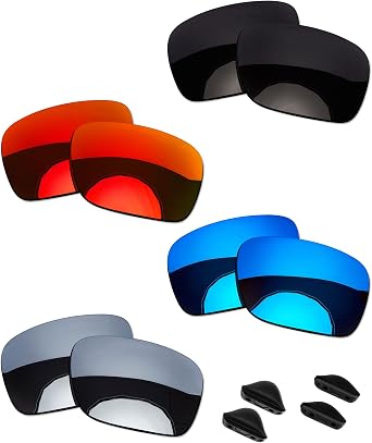 OOWLIT 4 Pairs Replacement Sunglass Lenses & Nose Pads Compatible with Oakley Turbine OO9263 Polarized