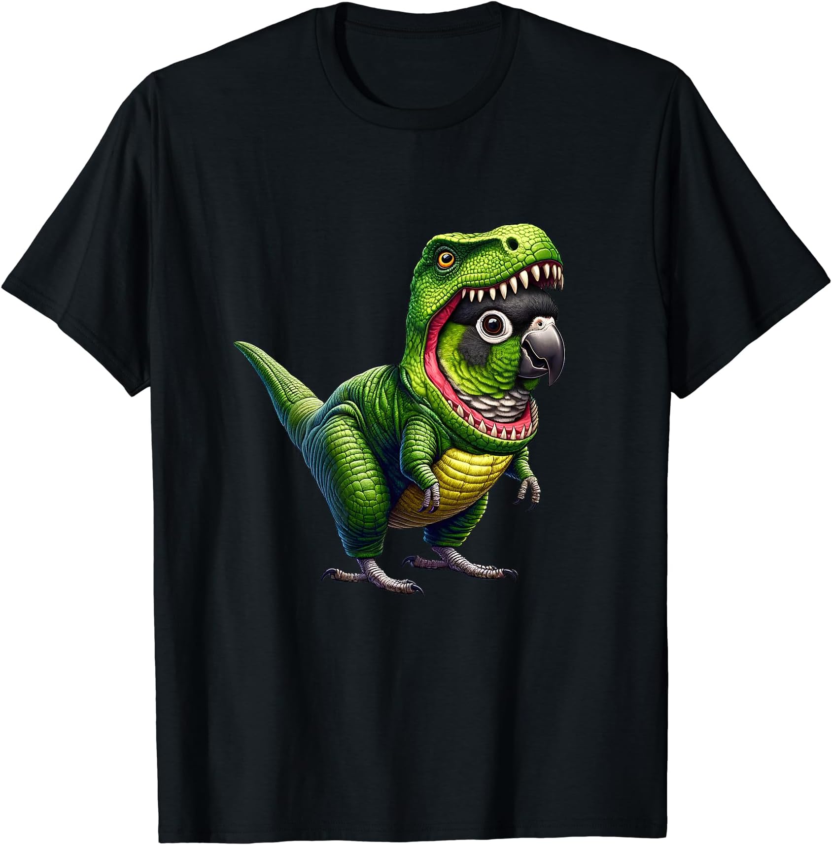 Funny Parrot LoverGreen Cheek Conure Parrot Wearing T-Rex Dinosaur Outfit T-Shirt
