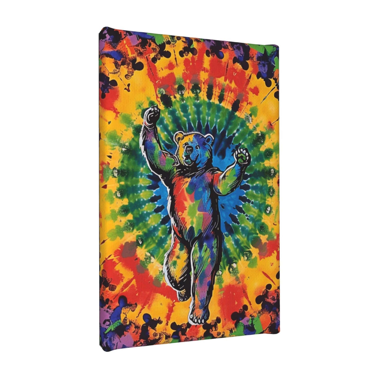 Ykljg Dancing Tie Dye Printed Wall Art Canvas Painting 20X30 Cm Wooden Framed Picture Painting Artwork Prints For Bedroom Kitchen Home Office Decor