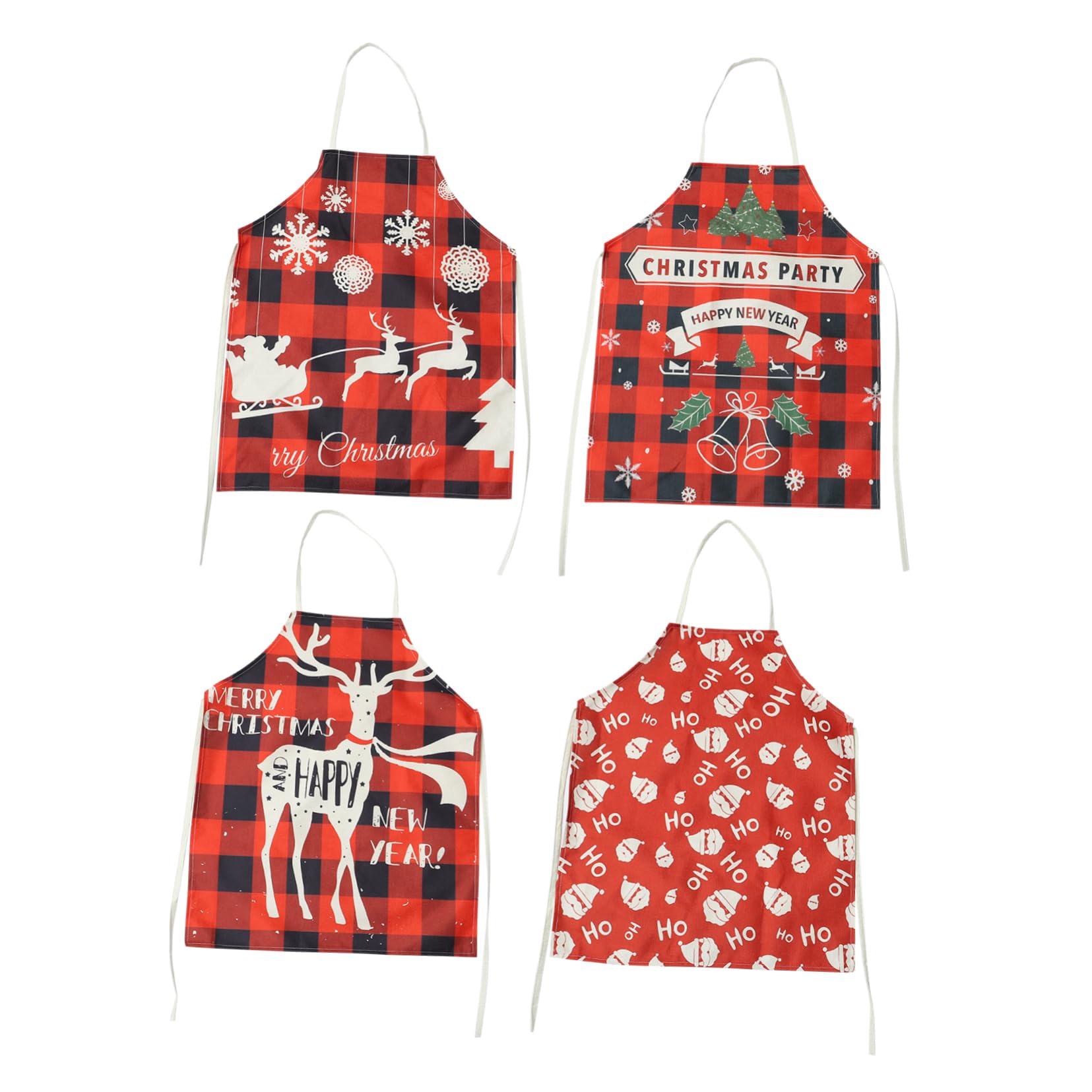 LABRIMP 4piezas Delantal Navideño Para Cocina Estampado Navideño Adorable Para Disfraces De Cocina y Fiestas Navideñas