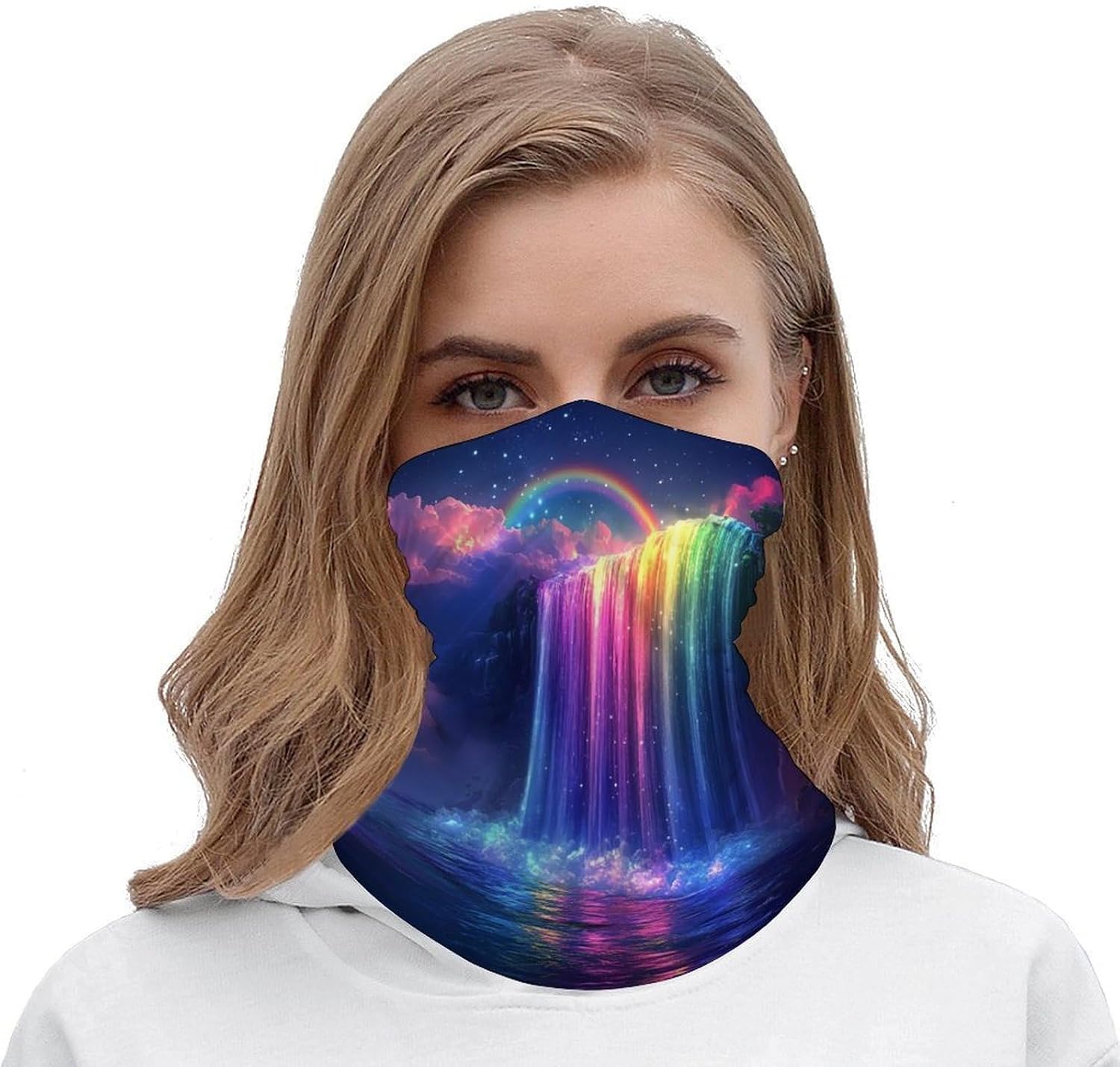 Colorful Waterfall Landscape Face Cover Neck Gaiters for Men Women Sun Protection Mask Scarf Hiking Bandana