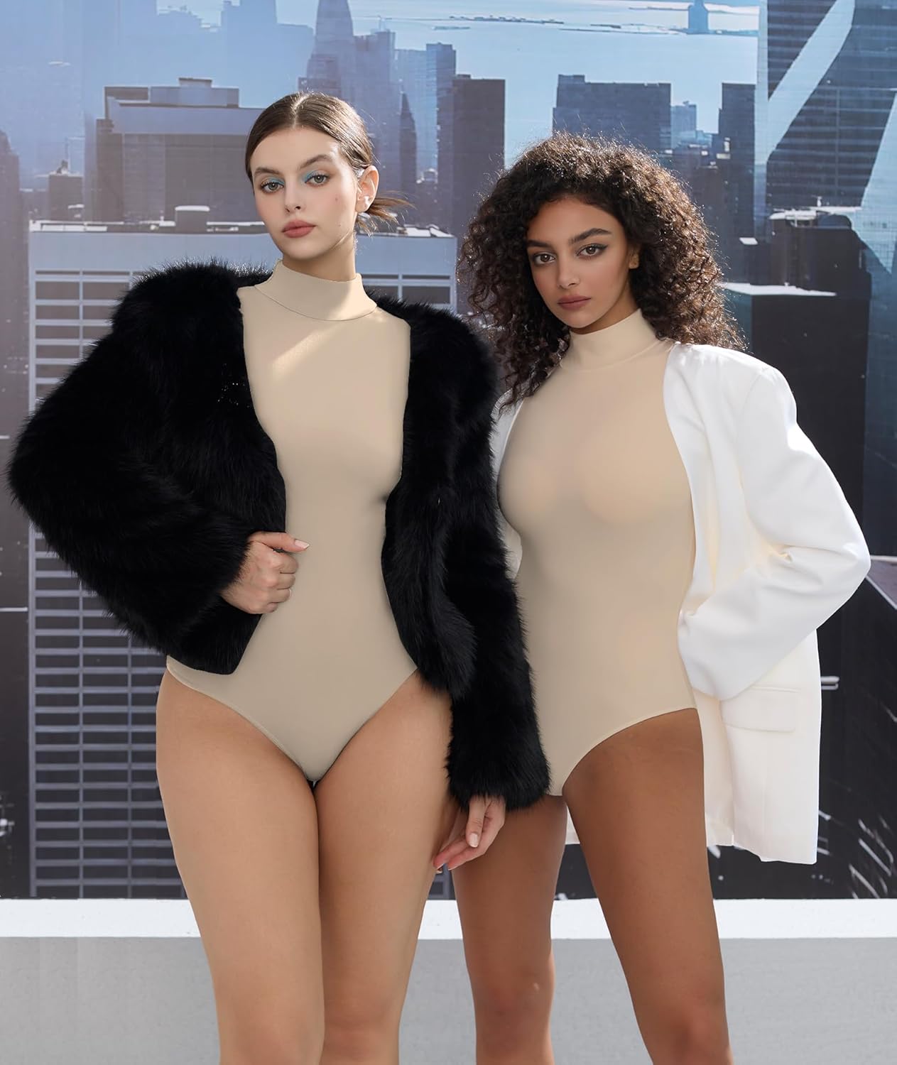 Women’s Mock Turtleneck Bodysuit Long Sleeve, Double lined Body suit Top Suitable for Going out - Image 7