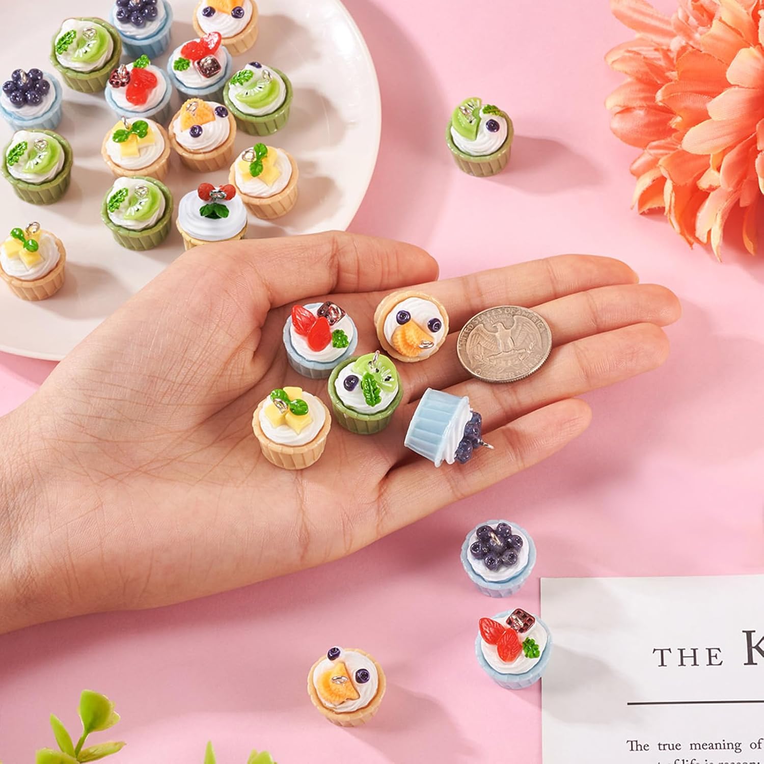 Pandahall 24Pcs Assorted Cupcake Resin Pendants 6 Styles Cute 3D Imitation Food Dessert Strawberry Cake Dangle Charms Hanging Ornament for Keychains Necklaces Jewelry Making - Image 6