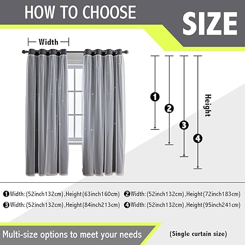 Miniatura 2 de Anytime Cortina romántica para niños cortina de ventana de estrellas huecas cortinas opacas de doble capa para dormitorio de niñas habitación de