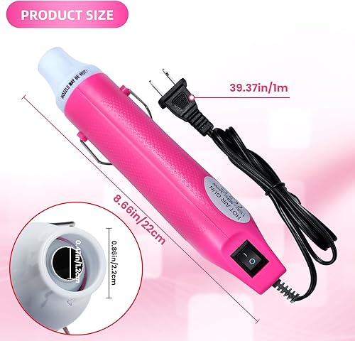 Miniatura 8 de Pistola de calor para manualidades, mini pistola de aire caliente para manualidades de bricolaje, pistola de calefacción, herramienta portátil