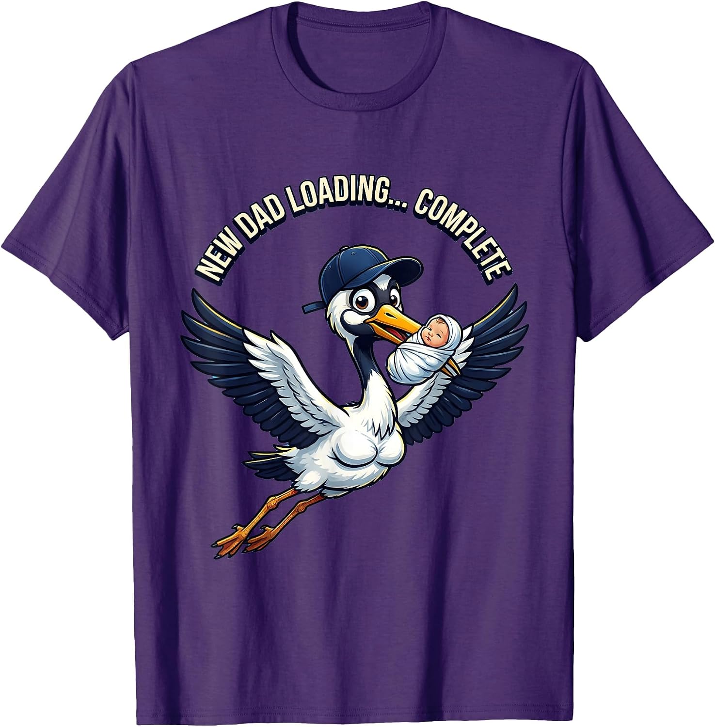 New Dad Loading... Complete Cartoon Stork Design T-Shirt