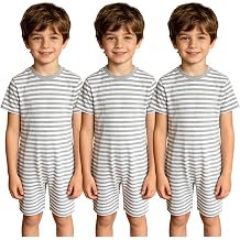 3 Pack Anti-strip Adaptive Romper for Kids Short Sleeve Stripes Soft Cotton Jumpsuit Special Needs Bodysuit