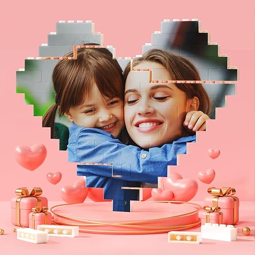 Smile lab Ladrillo de construcción personalizado con bloques de fotos en forma de corazón, imagen personalizada para el día de San Valentín, regalos