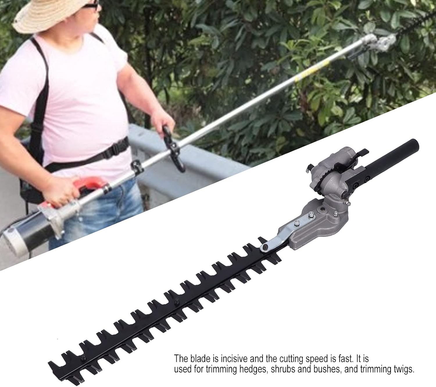 Hedge Trimmer Blade Attachment Replacement Suitable for Fast Cutting Trimming Hedges Shrubs Bushes Twig Black Orange for Gardening Landscaping