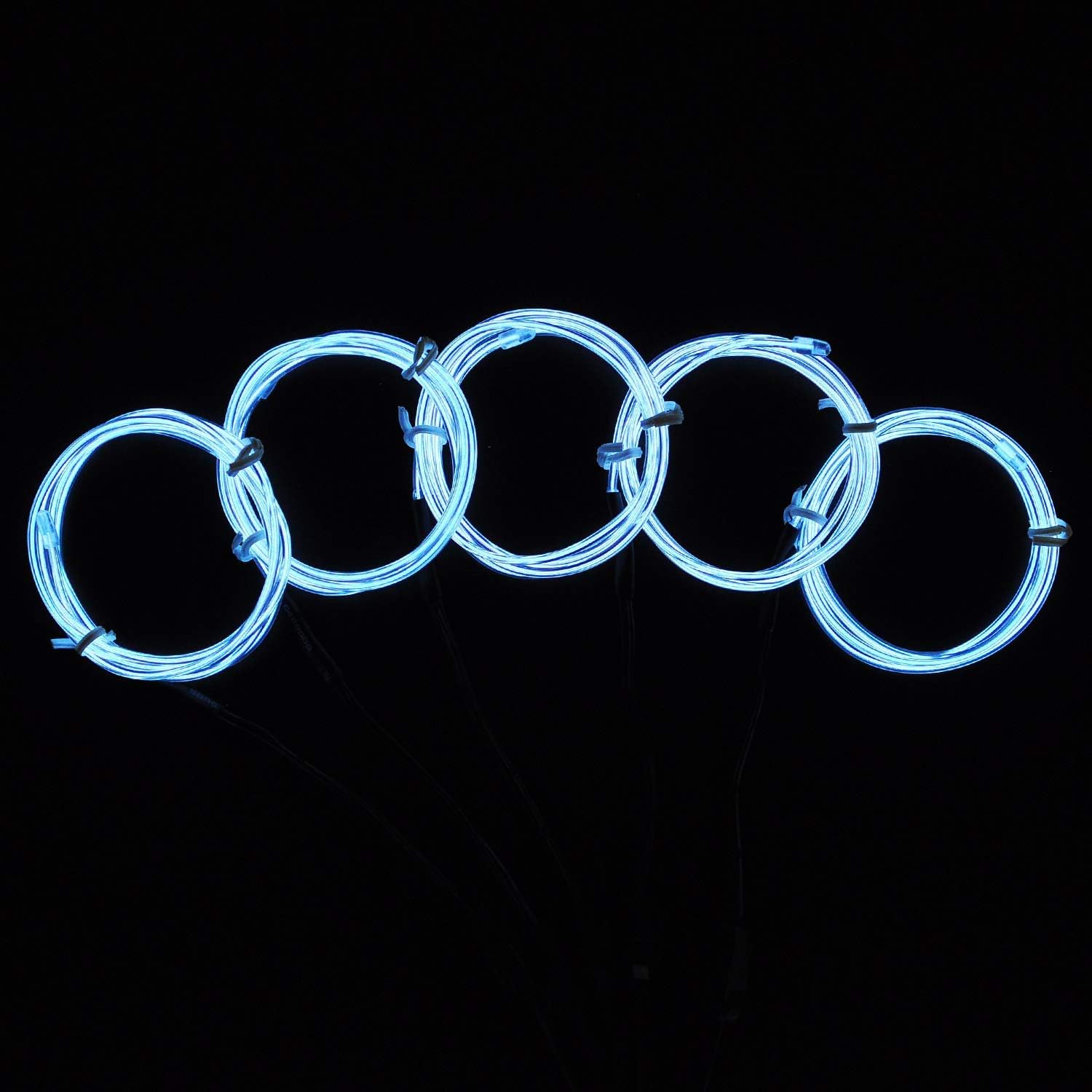 COVVY EL Wire Neon Lights Kit with Portable AA Battery Pack for Burning Man’s Day Halloween Christmas Party Decoration 5 * 1 Meter Glowing Strobing Flashing Electroluminescent Wire (White)