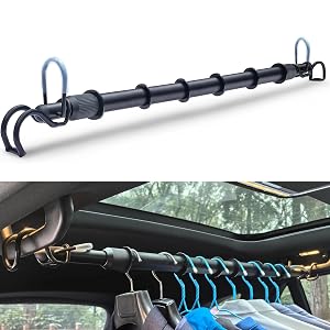 Heavy Duty Telescopic Car Clothes Hanger Bar - Adjustable 30-66 Garment Rack Travel Closet Hanging Rod for Vehicle