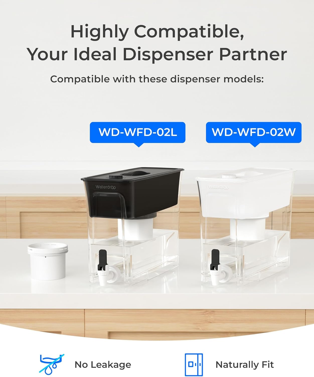 Waterdrop Fluoride-Reducing Replacement Filters for WD-WFD-02L, WD-WFD-02W Dispenser Filtration System, Reduces PFOA/PFOS, Last Up to 150 Gallon or 2 months, WD-PF-03B (1 Pack)