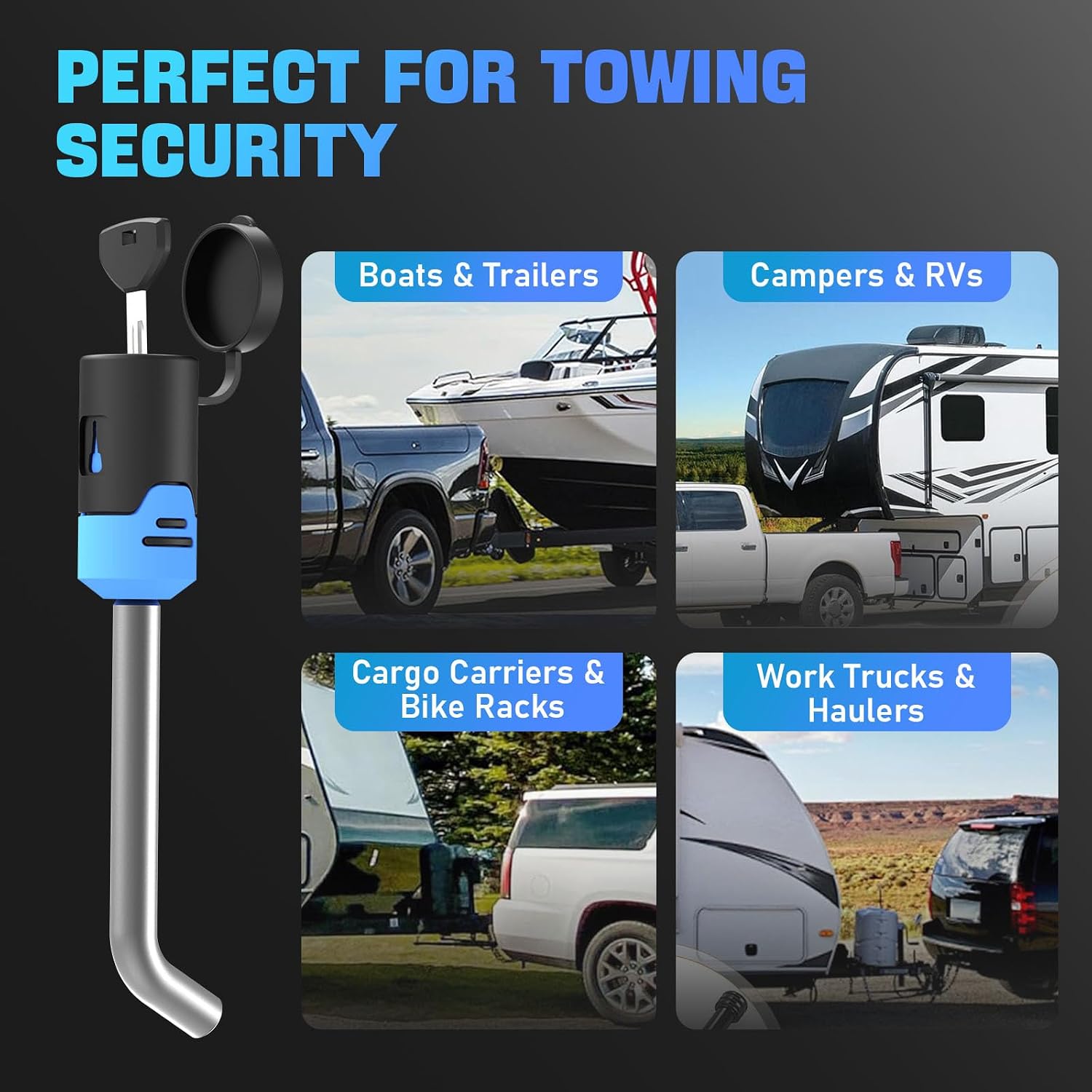 Trailer Hitch Receiver Lock, Heavy Duty Hitch Pin Lock with Keys, Enhanced Anti-Theft Protection, Fits Most Standard 2", 2.5" and 3" Receiver Hitches