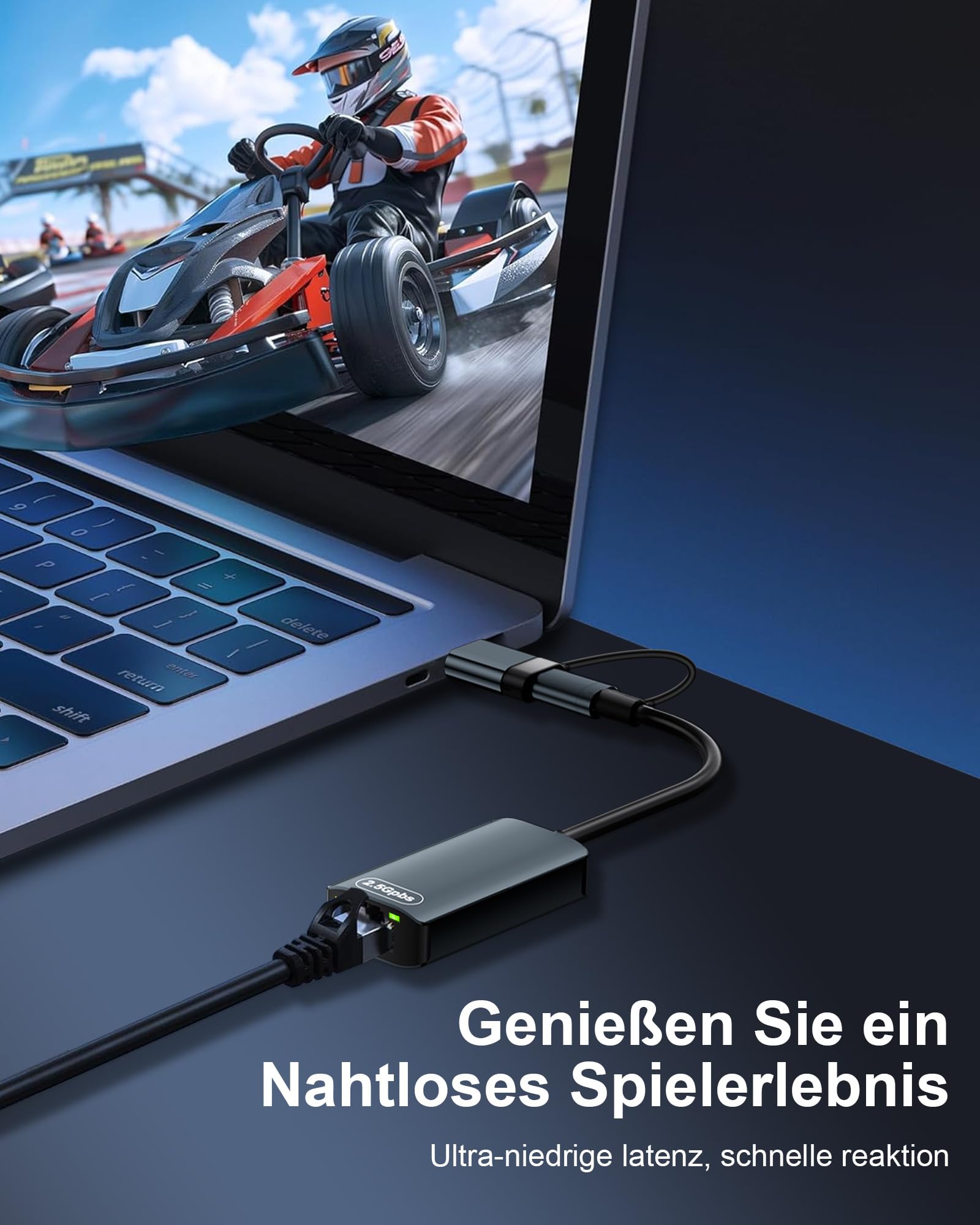 Adapter USB LAN 1000 m, USB-C Ethernet adapter RJ45 Gigabit adapter sieciowy, USB-C LAN Hub z 3 * USB-3.0 i 1 * porty typu C do MacBook XPS Surface Pro Linux Chromebook itp. (adapter LAN 2,5 G)