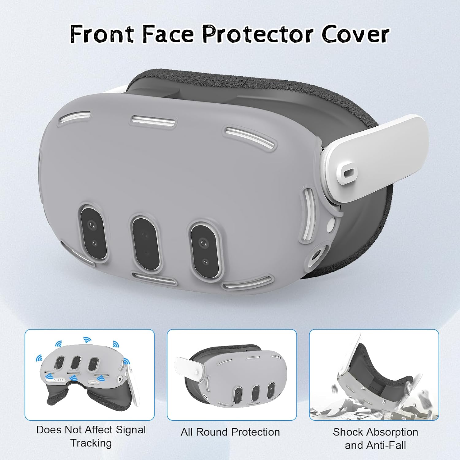Relohas Deluxe 5 in 1 Silicone Accessories for Meta Quest 3, VR Protective Case Set for Oculus Quest 3, Controller Grip Cover, VR Shell Cover, Face Cover, Gifts for Christmas & Halloween (Grey PT) image 5