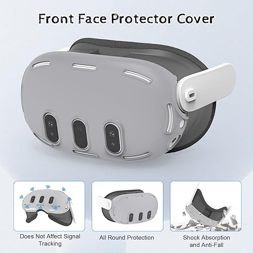 Miniatura 6 de Tyasoleil Funda de silicona VR para Meta Quest 3, accesorios de diseño mejorado para Oculus Quest 3, cubierta facial, agarraderas de controlador,