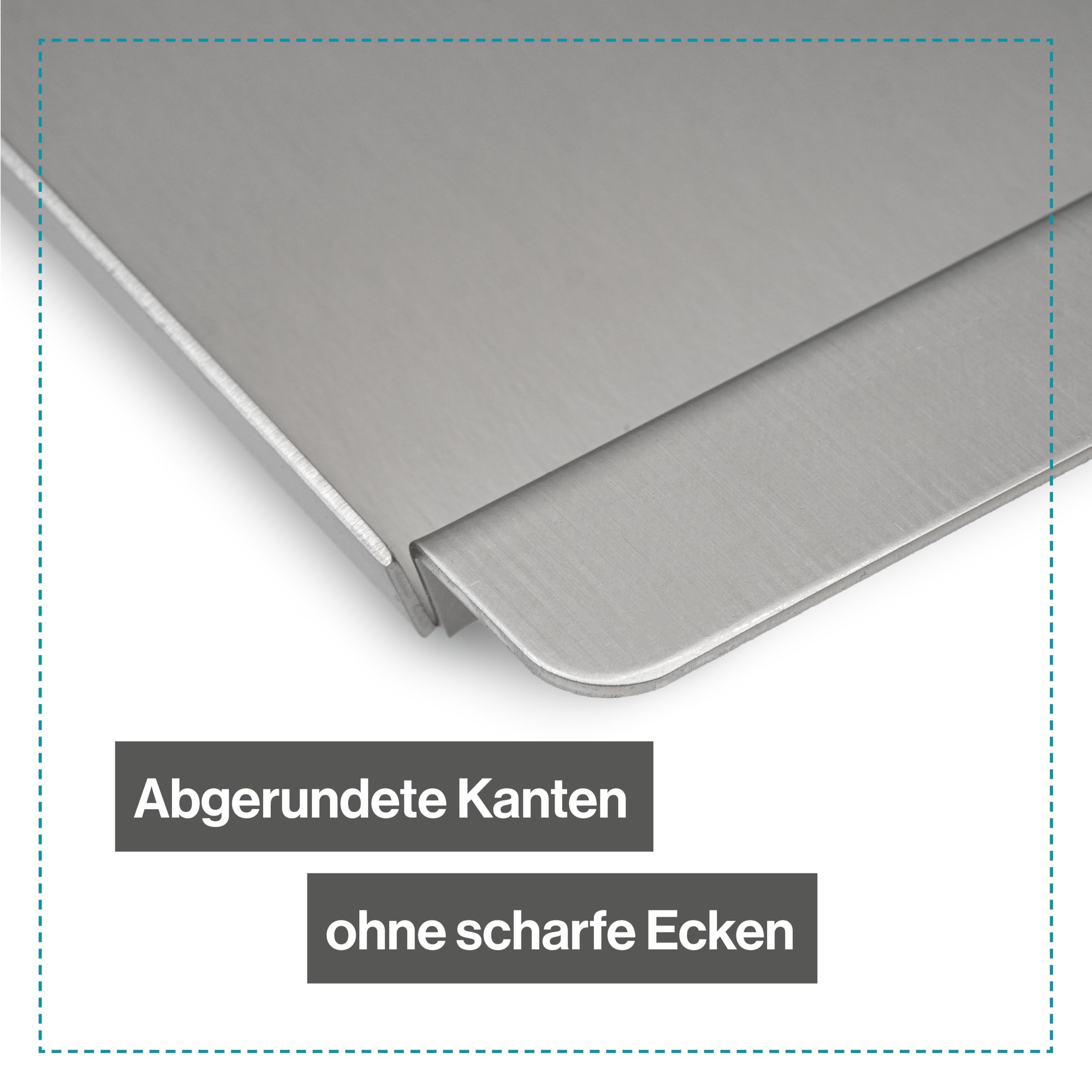 Serviertablett Edelstahl Rechteckig - Für Speisen, Snacks, Kaffee & Kuche - Tablett mit Griffen - Auch als Servierplatte, Partyplatte, Küchentablett - Anrichteplatte (50 x 37,5 cm)