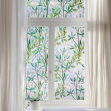 Privacy Film PVC 3d Stained Glass Window Film Non-Adhesive Static Cling Decorative Window Film Waterproof Bathroom Shower Door Kitchen Window PrivacyStyle 3,90x200cm