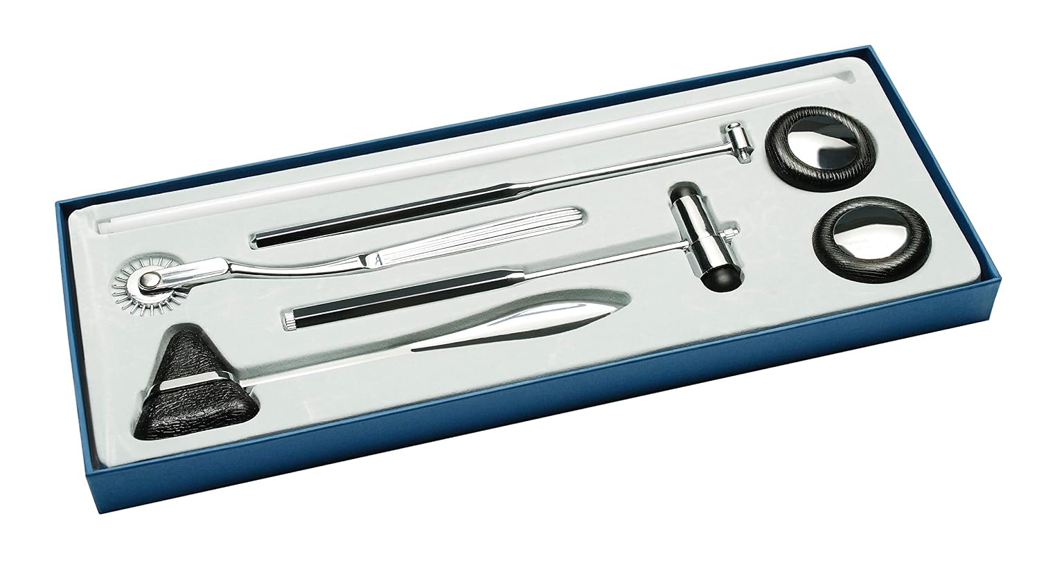 Graham-Field 7-Piece Neurological Diagnostic Set - Includes 7" Buck Hammer, 7.5" Taylor Hammer, 7" Wartenburg Pinwheel, and 8" Babinski Percussion Hammer - 1303