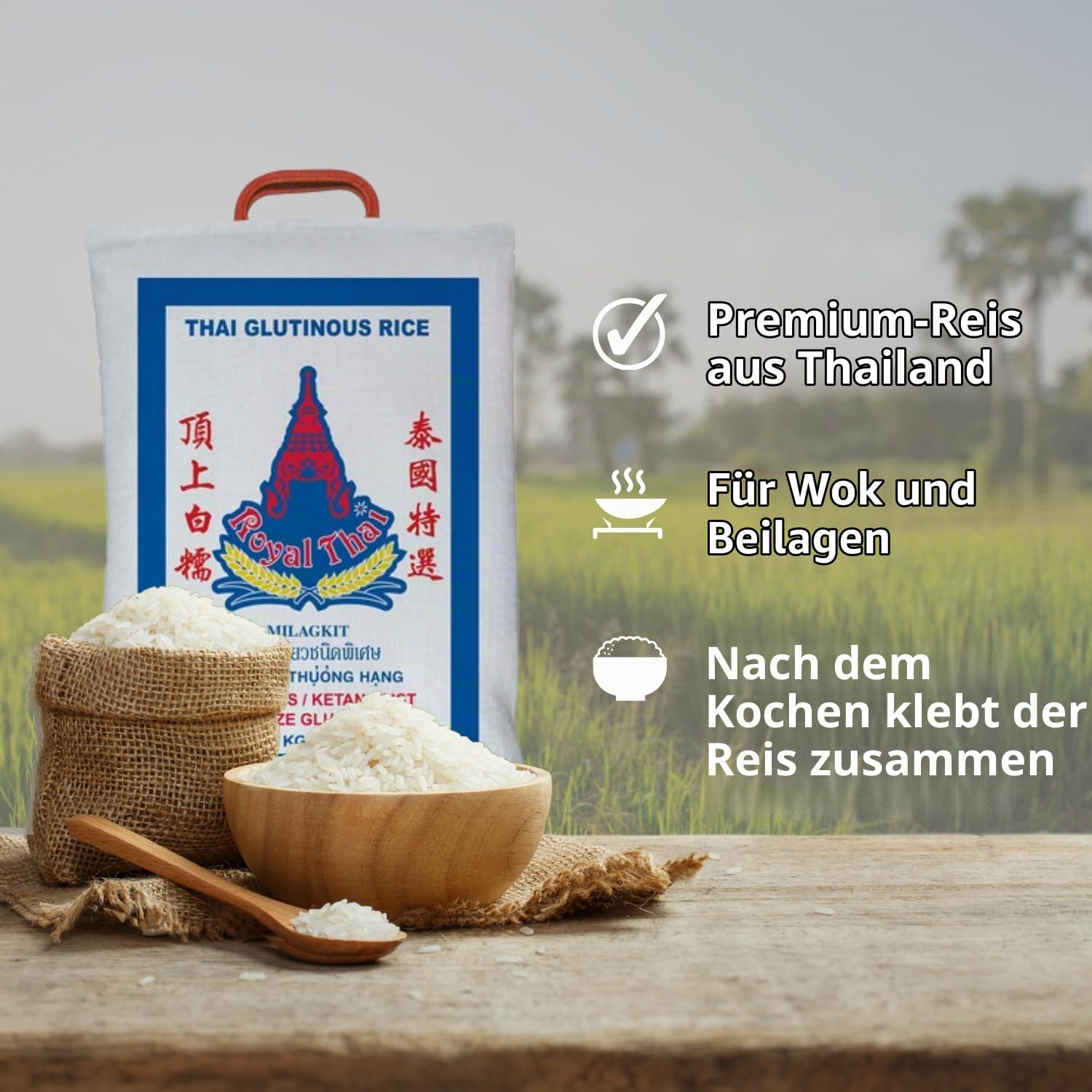 Royal Thai Klebreis - Thai Glutinous Rice 10 kg Großgebinde