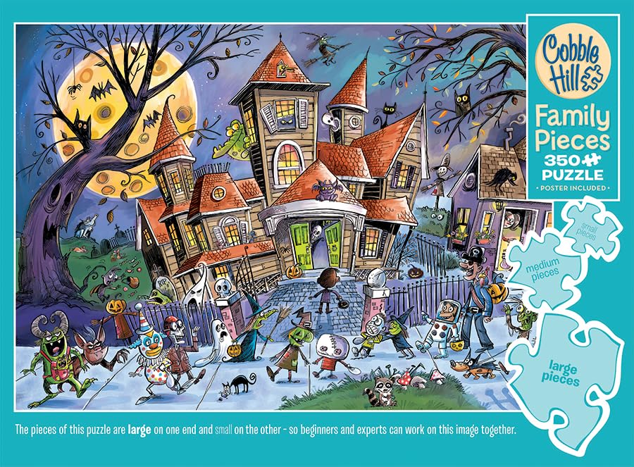 Cobble Hill 350 Piece Family Puzzle - Haunted House (Family) - Sample Poster Included - Halloween Fun, Multicolor, 26.625" X 19.25" - Image 3
