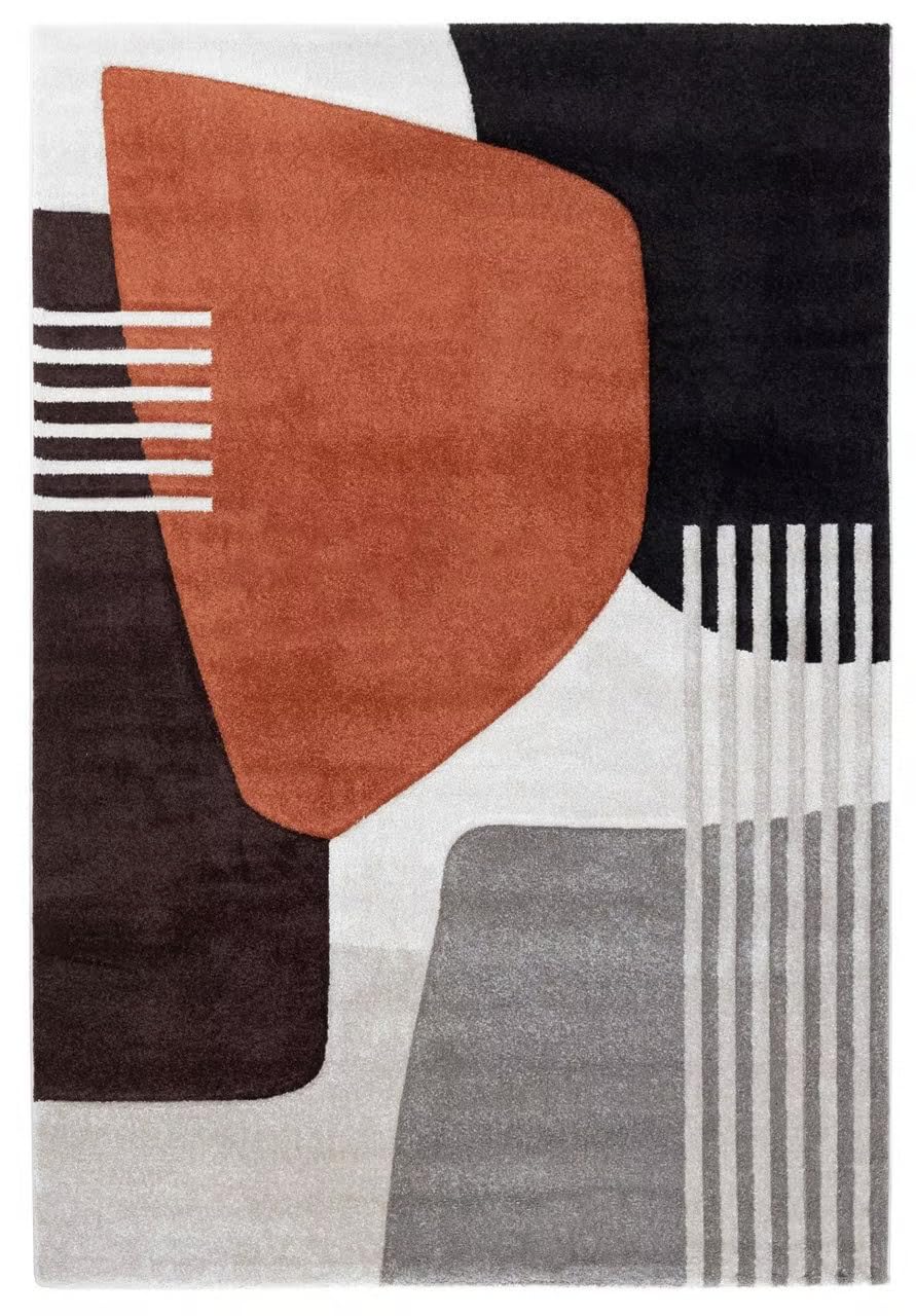 Tappeto Arizona Brown Rust - Design Moderno Contemporaneo a Pelo Corto per Soggiorno, Camera da Letto e Ufficio - Marrone Ruggine