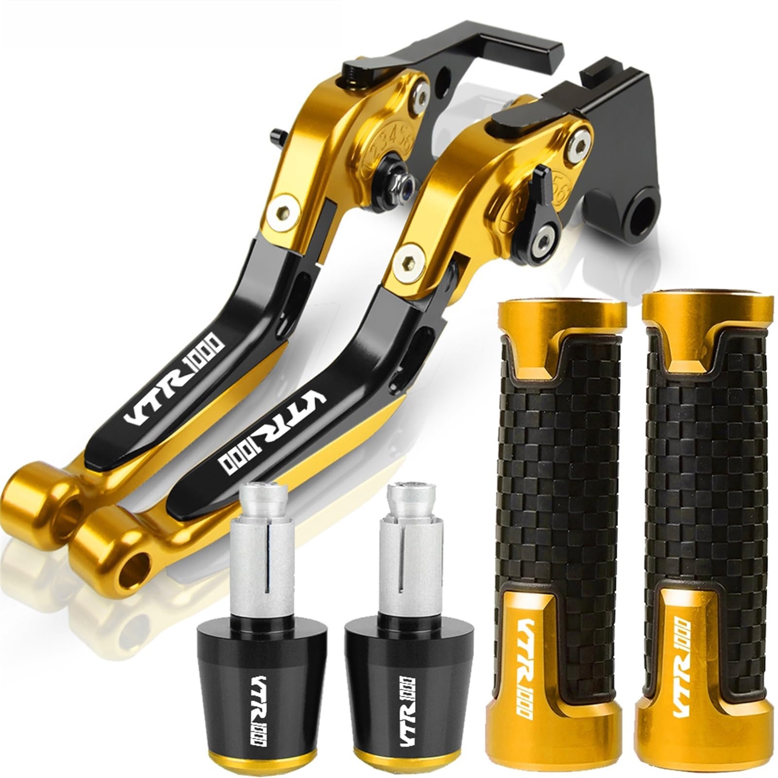Leviers de frein alu CNC Honda VTR1000F Firestorm et poignées de guidon haut de gamme