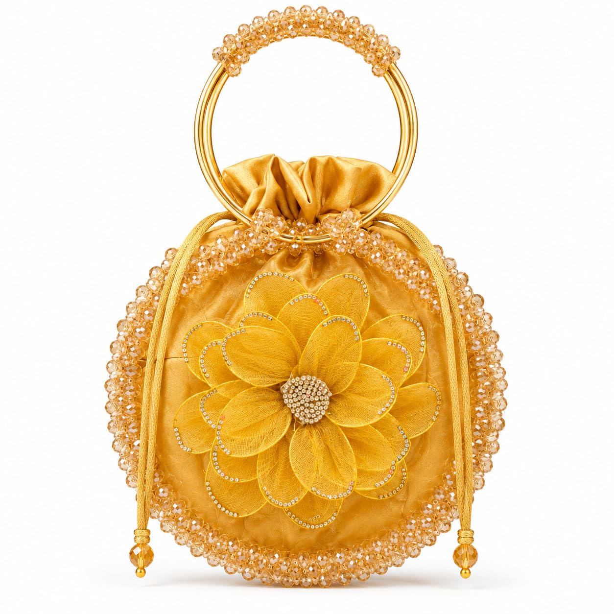 Floral Potli Bag (YELLOW)-picture-15