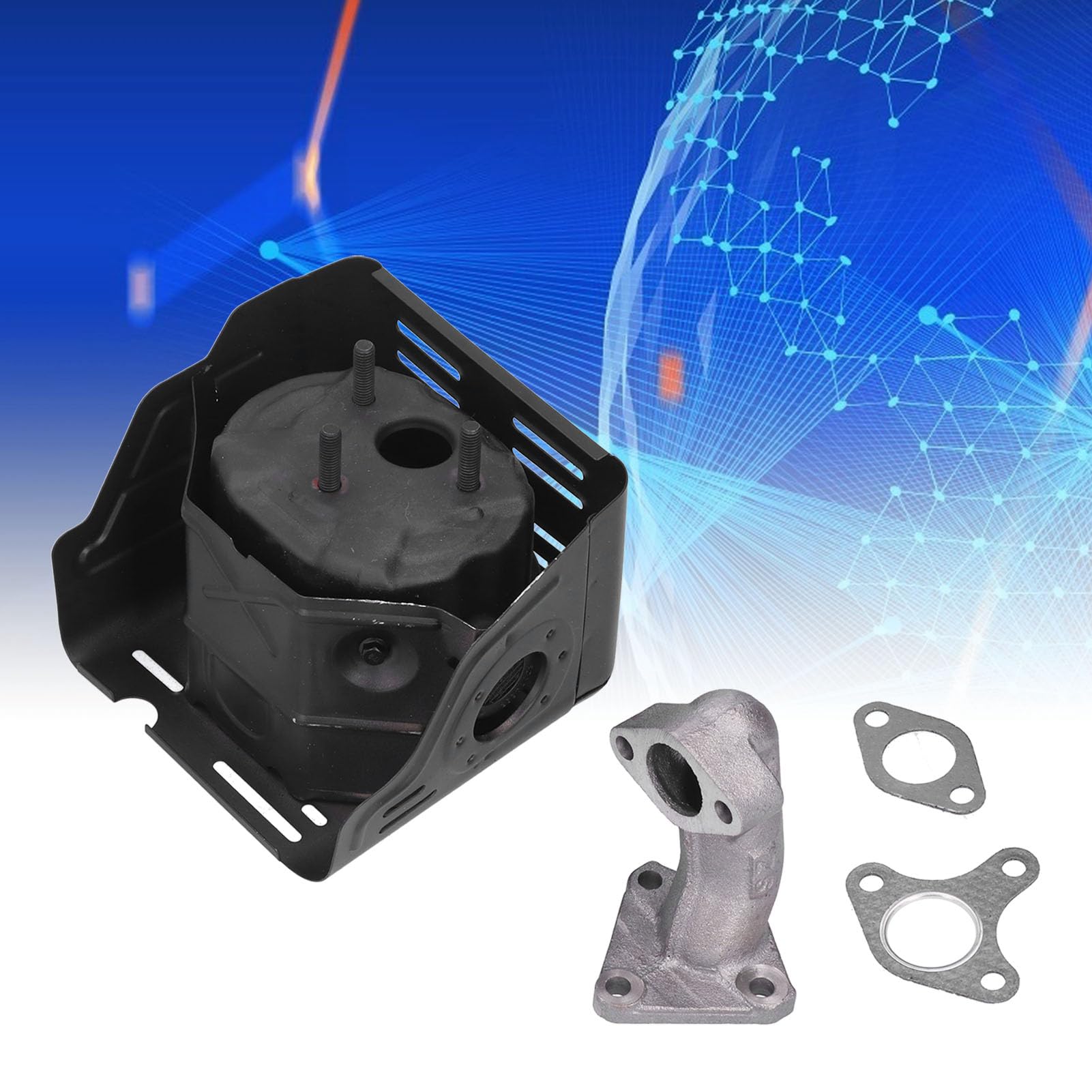 Conjunto de escape del silenciador, silenciador con juntas de repuesto, conjunto de escape del silenciador de hierro para motor Gx240 Gx270 con tubo de admisión de junta
