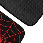 Ensemble de tapis de plancher de voiture Web Spider 4,Fond noir avec Red Spiderweb modèle Halloween véhicule Avant tapis arrière Mats universels voiture Rugs Bright Cobweb modèle accessoires de voiture pour camion