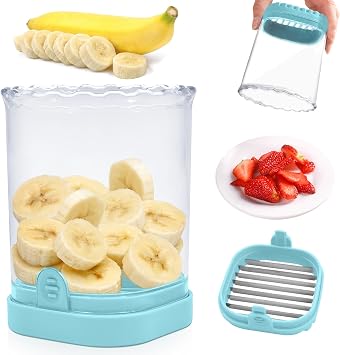 Fruit Slicer Cup Strawberry Slicer, Strawberries Cutter Cup, Speed Cutter for Banana Grape Egg Kitchen Portable Slicing ToolLight Blue