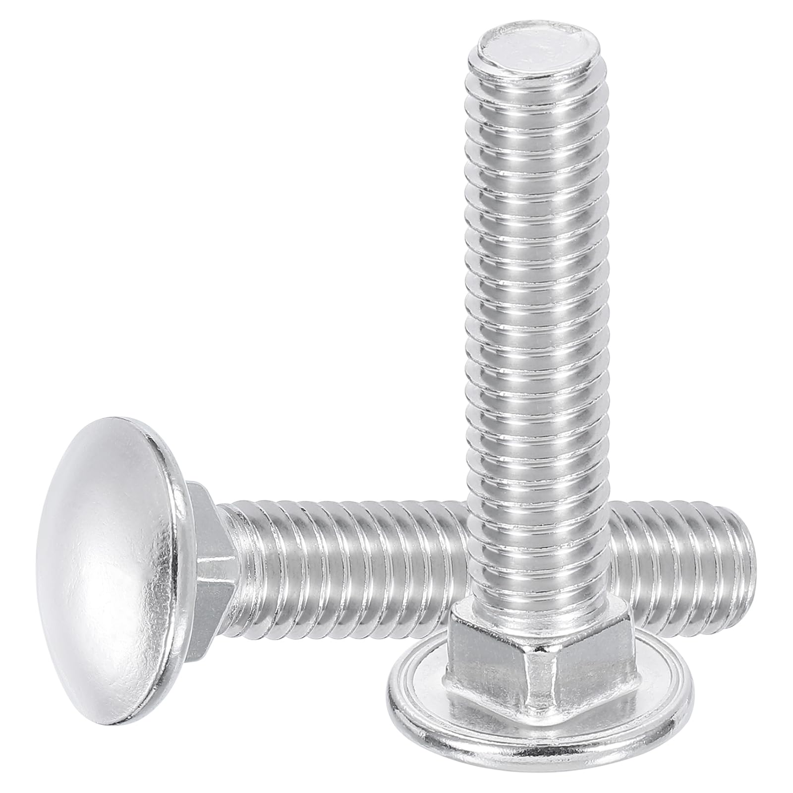 QUARKZMAN 25Pcs Bulloni A Testa Tonda Con Collo Quadrato 3/8"-16x3" Argento