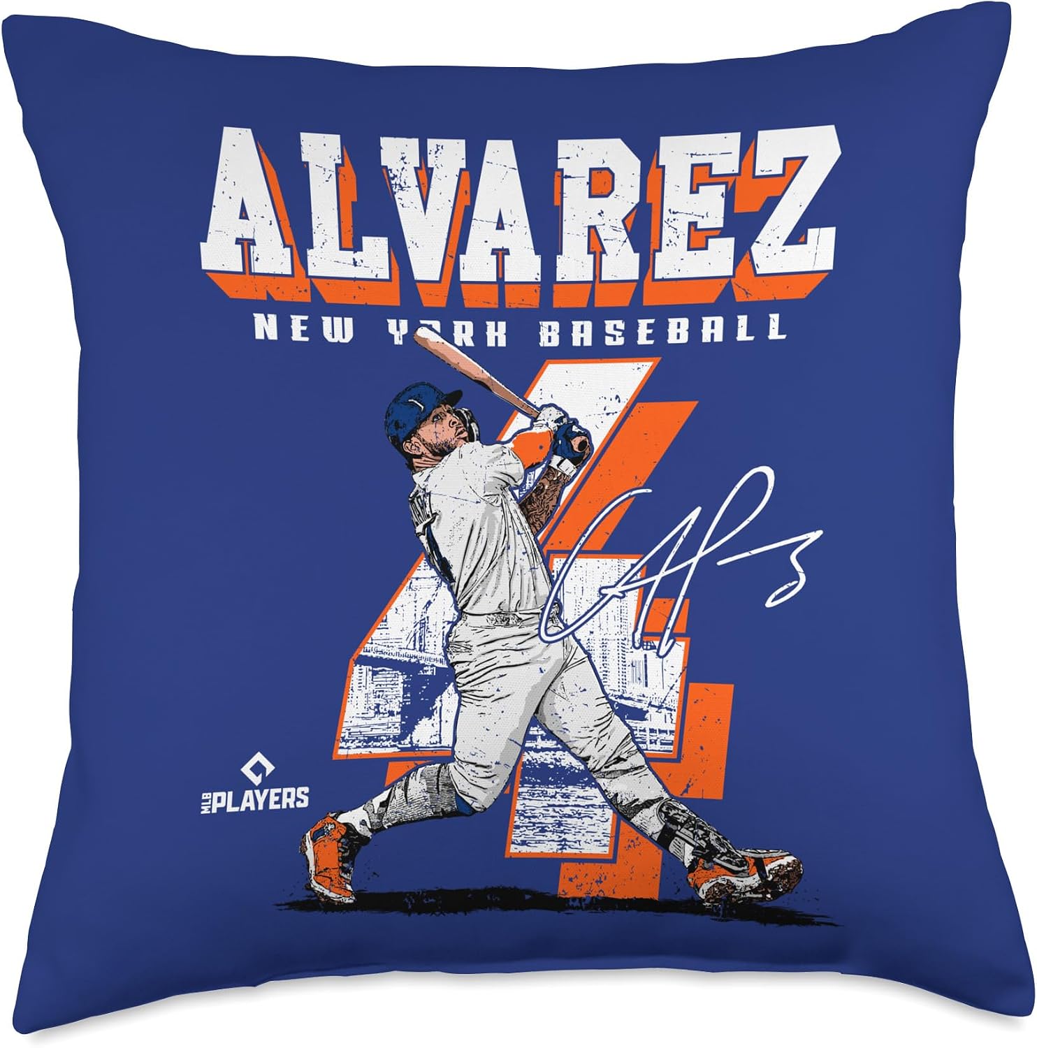 Francisco Alvarez | New York M Baseball Player | MLBFAL201M Throw Pillow