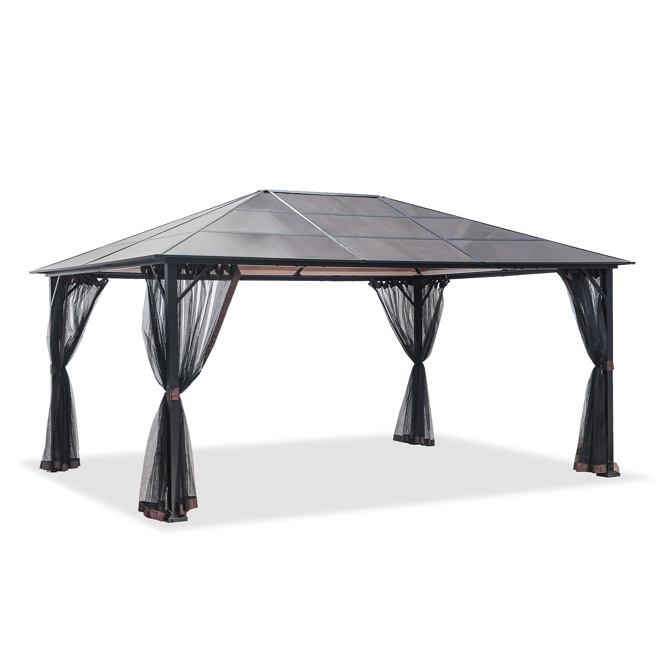 LAUREL CANYON 12 Ft. x 16 Ft. Polycarbonate Hardtop Gazebo with Mosquito Netting