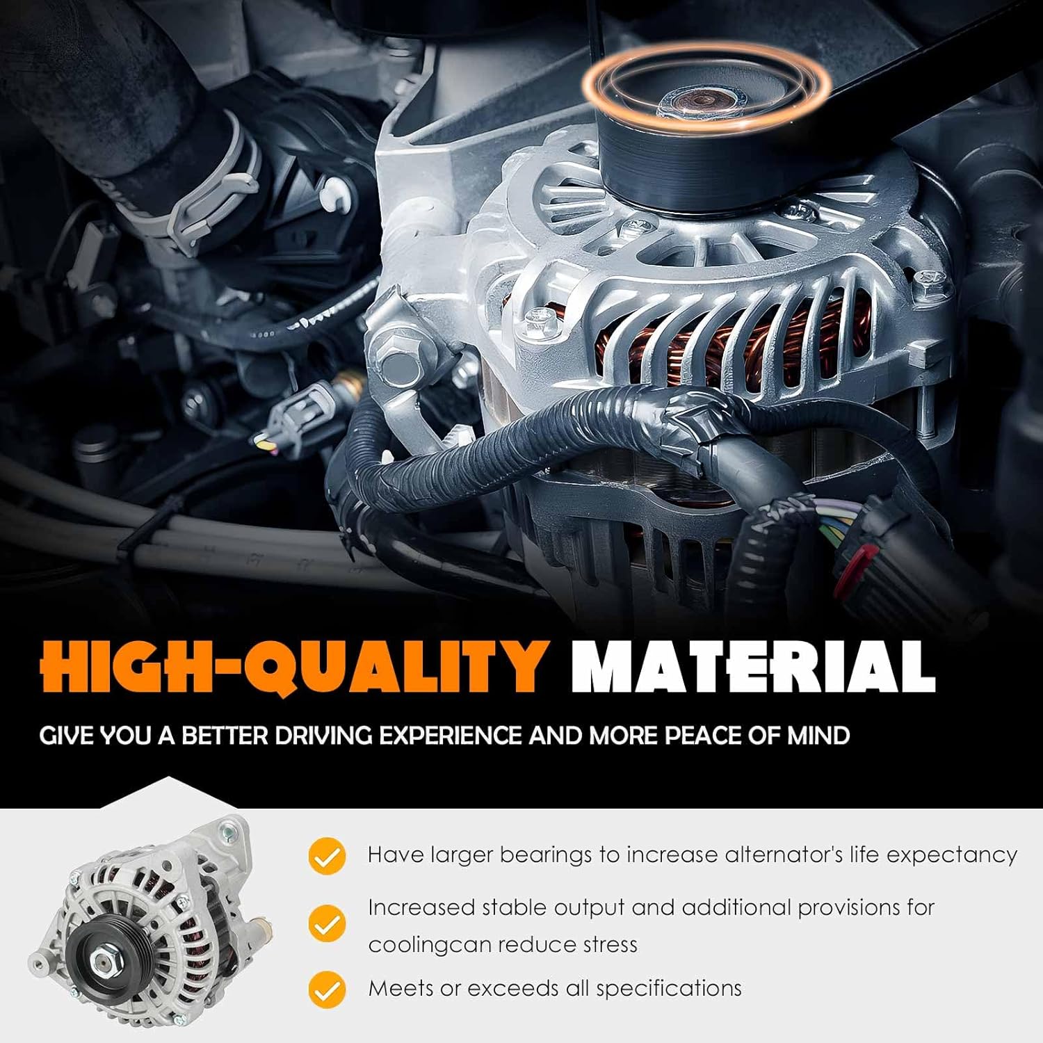 TadaMark New Alternator 3.3L Fit for Nissan Quest 1999-2002, for Mercury Villager 1999-2002, CW V6 12V 125Amp, Replace# AMT0100, 400-48015, 13821