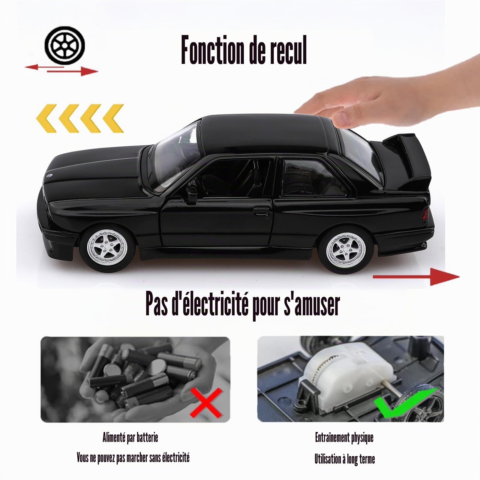 TOKAXI BMW M3 E30 1987 Voiture Miniature Diecast Échelle 1/36 Noir