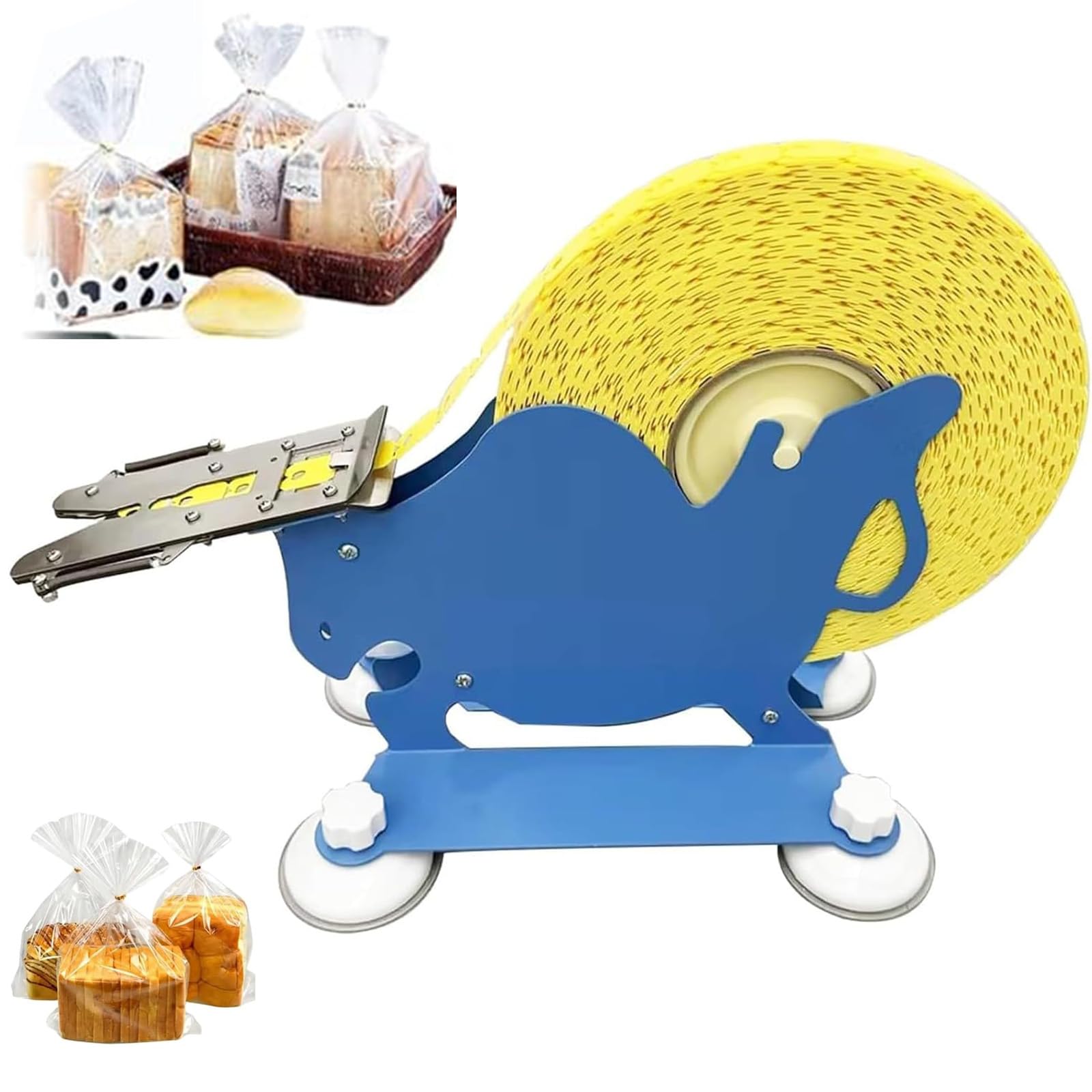 BOOZXCV Manual Bag Sealer Machine with Suction Cups, Stainless Steel Clamping for Food Packaging, Bakery Use