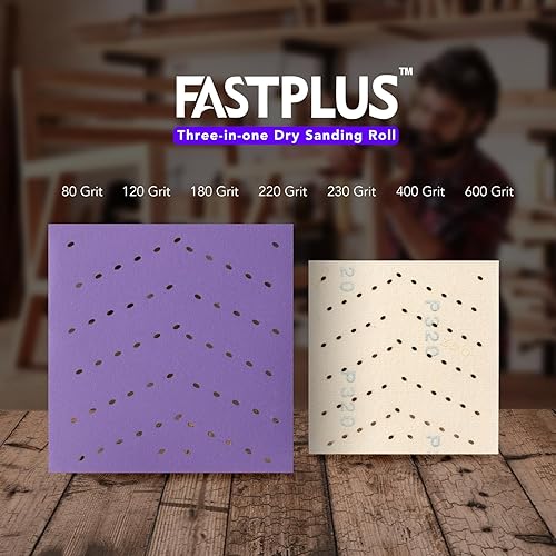 Miniatura 5 de Rollo de lijado automotriz de 4.528 in x 39.4 ft, rollo de lijado seco tres en uno, papel de lija rectangular desgarrado a mano con varios agujeros