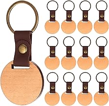 13 Pieces Blank Wooden Keychains, Personalized Keychains, Wooden Key Rings for Painting, Laser Engraving, Crafts, Decorating and Gifting (Round, Beech Wood)