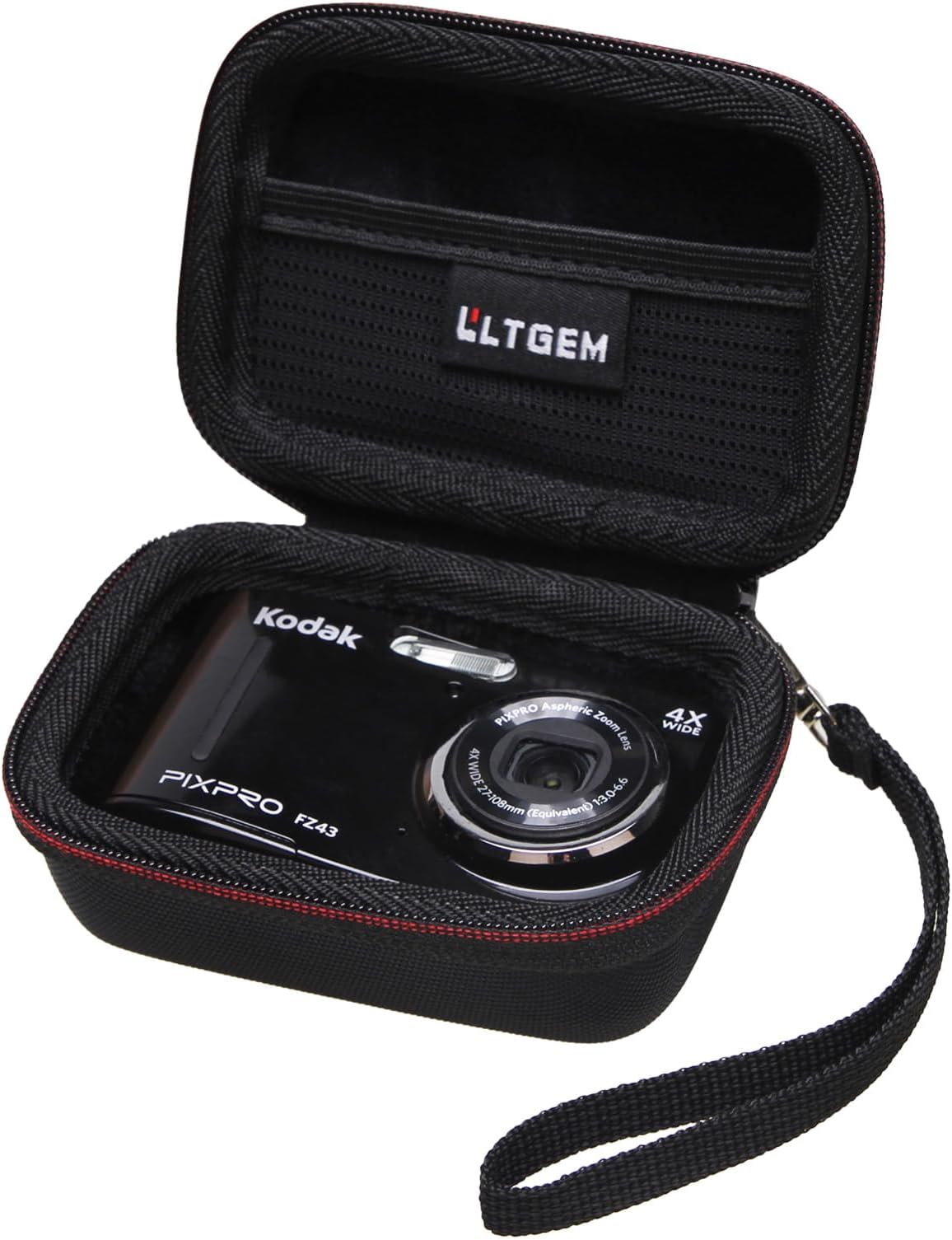 LTGEM Camera Case Compatible with KODAK PIXPRO Friendly Zoom FZ45-BK / FZ45-WH / FZ45-RD / FZ55-BK / WPZ2 / FZ43-BK / FZ55 / FZ53-BK 16MP Digital Camera(Inside: 4"x2.6"x1.2"), Black