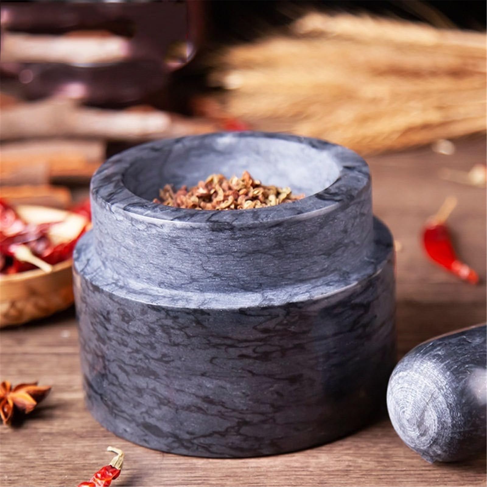 Frottements Ensemble mortier et pilon double face for broyer les épices, salsa, pesto